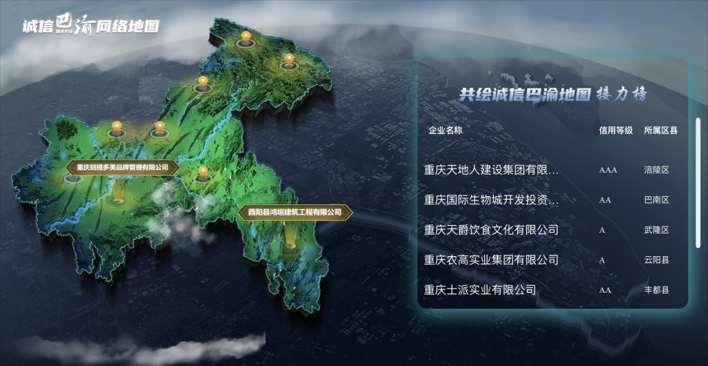诚信巴渝网络地图（网络截图）